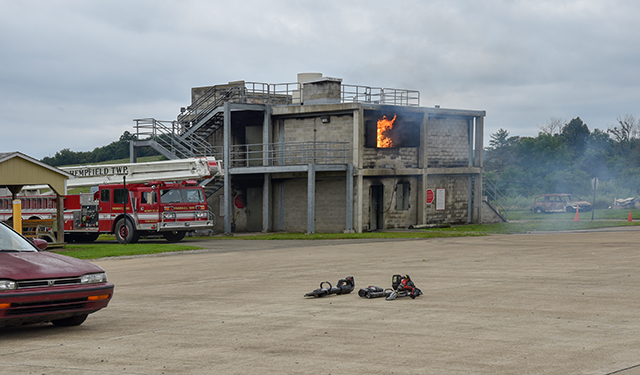 Burn building at PSTC