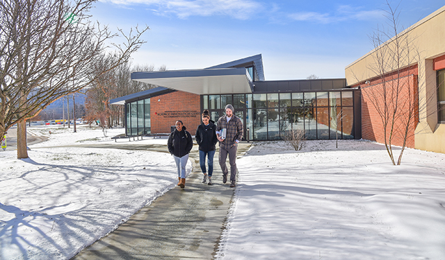 Students outside the Science Innovation Center