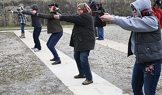 Students at the shooting range