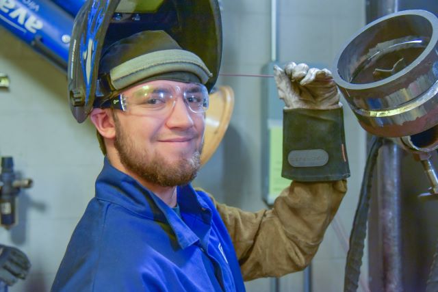 Student Welding for a class project Welding student